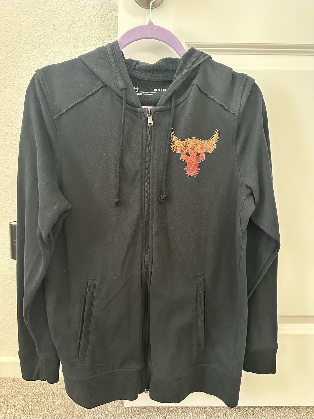 Under Armour Black Hooded Zip Sweatshirt with Metallic Zipper - Project Rock